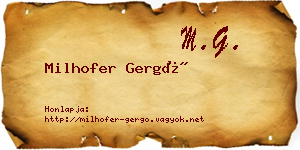 Milhofer Gergő névjegykártya